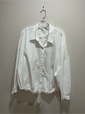 Women’s Summum Classic White Drawstring Button-Up Shirt size 44 xL